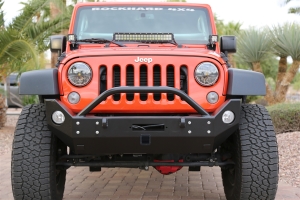 Rock Hard 4x4 Patriot Series Mid Width Front Bumper w/ Receiver w/ Lowered Winch Mount - JK