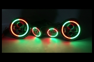 Quake LED Tempest Series 7in HD RGB Headlight/Fog Light Kit - JK/TJ