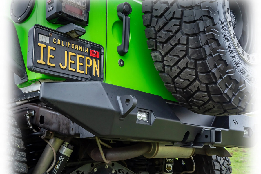 Turn Offroad Rear Bumper w/Hitch Receiver and LED Pod Lights  - JK