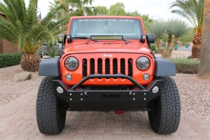 Rock Hard 4x4 Patriot Series Mid Width Front Bumper w Lowered Winch Plate - JK