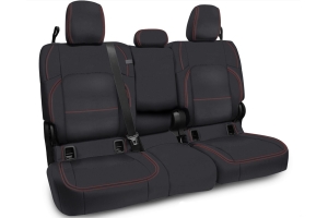 PRP Rear Bench Seat Cover - Black with Red Stitching - JT w/ Arm Rest