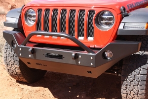 Rock Hard 4x4 Patriot Series Full Width Aluminum Front Bumper w/Lowered Winch Mount, Black - JT/JL