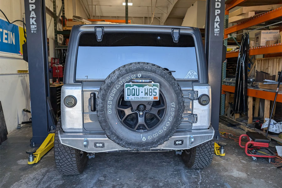 Next Venture Motorsports Rear Aluminum 'Blank' Full Corner Armor w/ Factory Fuel Door Cutout - JL 2DR