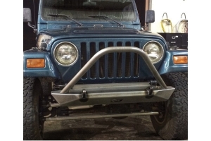 Motobilt Mid-Width Front Bumper w/ Stinger - Bare Steel  - LJ/TJ/YJ