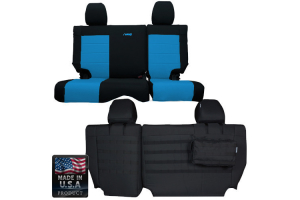BARTACT SUPREME 2007 Jeep JK Seat Cover Rear Split Bench 4 Door (Latches at top of seat)Outer Color: Black Inner Color: Blue
