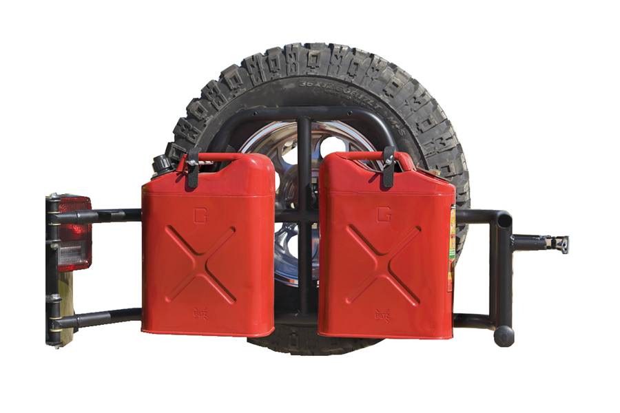 Jeep JK OrFab Tire Carrier wJerry Can Mounts Black - Jeep Rubicon 2007-2018  | 85207