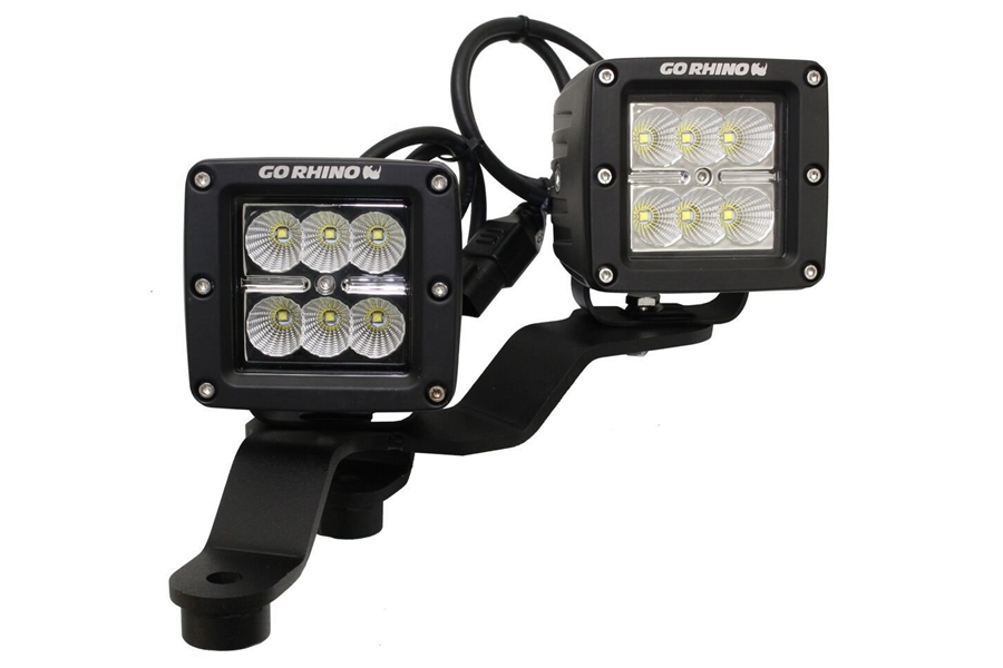 Go Rhino Dual 3in Cube Windshield Cowl Offset Mounts - JT/JL