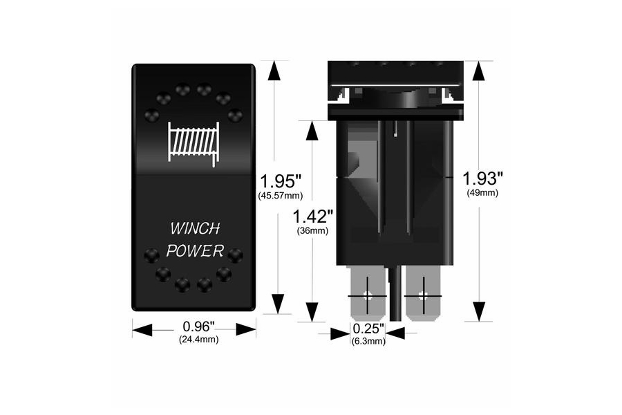 Bulldog Winch Winch Power Rocker Switch - Red LED