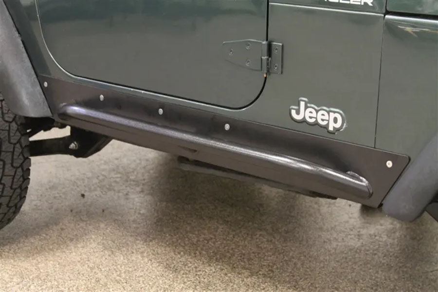 Rock Hard 4x4 Patriot Series Rocker Guards w/ Tube Sliders - Black - TJ