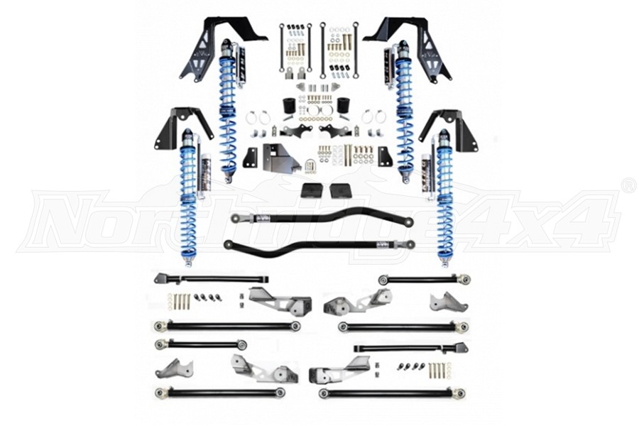EVO Manufacturing High Clearance PRO Long Arm Coilover Kit w/ Compression Adjusters, Black - PLUS   - JL 4Dr 