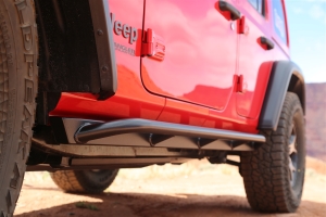 Rock Hard 4x4 Patriot Series Tube Slider Rocker Guards - Angled Up - JL 4dr