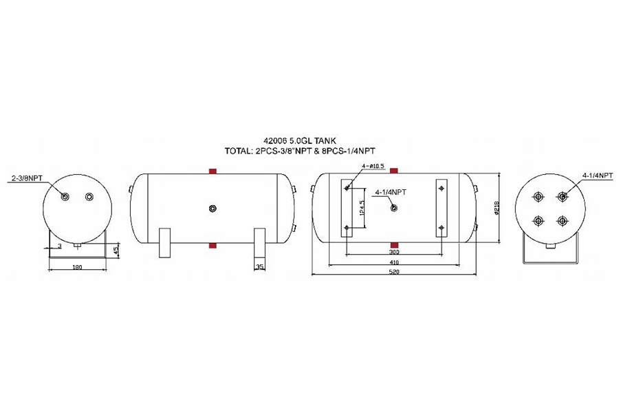 Bulldog Winch 5 Gallon Air Tank with 10 Bungs 