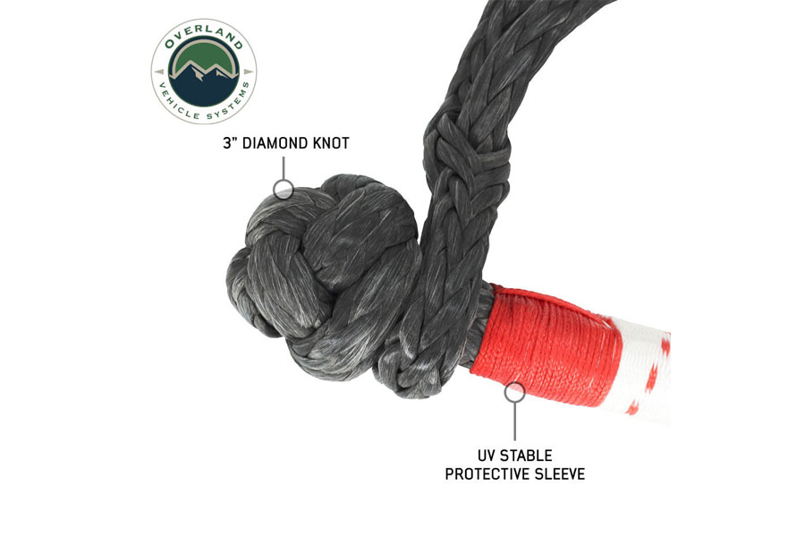 Overland Vehicle Systems Soft Shackle 3/8 x 23, 36 000 LB. w/ Loop and Abrasive Sleeve 