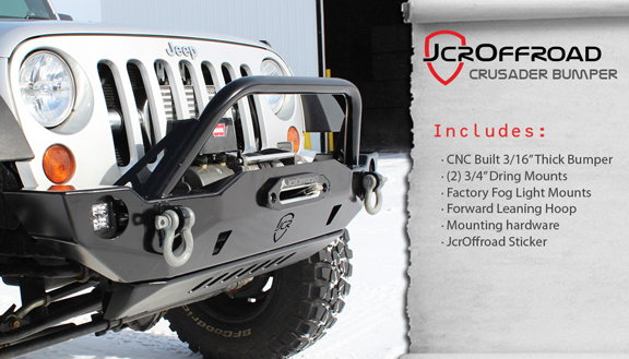 JCR Offroad Crusader Mid Width Front Winch Bumper Bare