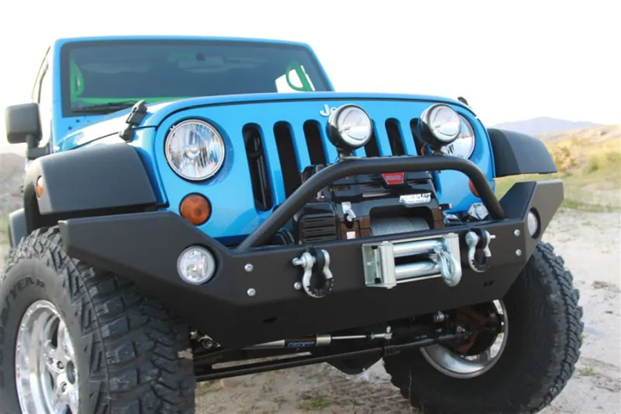 Rock Hard 4x4 Aluminum Patriot Series Full Width Front Bumper w/ Lowered Winch Plate - JK