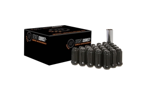 West Coast 6 Lug 1/2x20 Closed End Lug Nuts, Black 24 pieces - JK/TJ/XJ/YJ