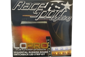 Race Sport Lighting LoPro 60in Sidekick Sequential Running Board Switchback LED Strip Kit (White-Amber)