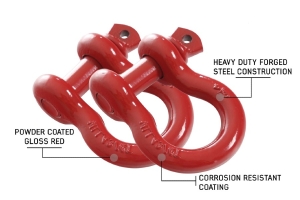 Overland Vehicle Systems Recovery Shackles 3/4in 4.75 Ton Red - Pair