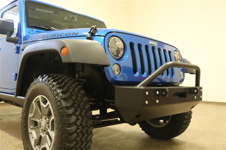 Rock Hard 4x4 Patriot Series Aluminum Grille Width Front Bumper w/ Lowered Winch Plate - JK