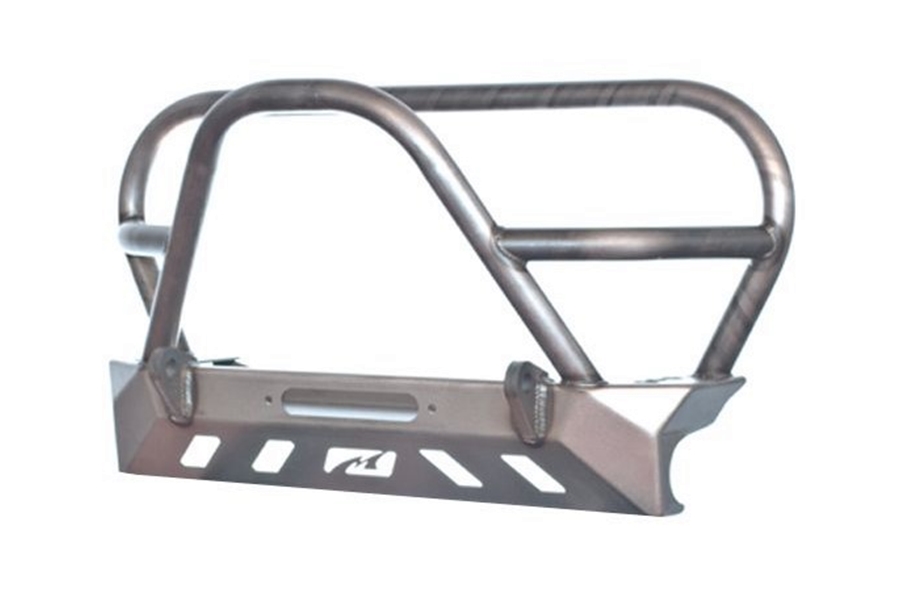 Motobilt Crusher Front Bumper w/ Grill Hoop and Stinger - Bare Steel  - LJ/TJ/YJ