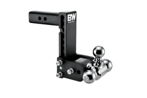 B&W Hitches Tow & Stow 2in Tri-Ball Receiver Hitch, Black, 7in Drop-7.5in Rise