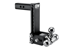 B&W Hitches Tow & Stow 2in Tri-Ball Receiver Hitch, Black, 9in Drop-9.5in Rise