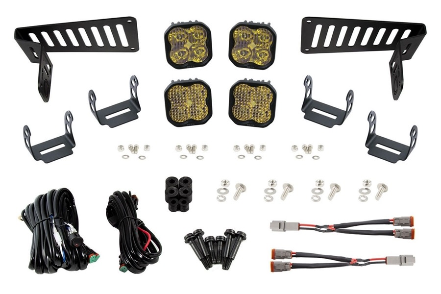 Diode Dynamics SS3 Pro Cowl LED Bracket Kit w/ LED Lights - Yellow  - JT/JL