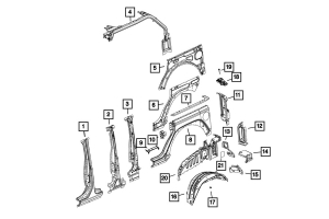 Mopar OEM Rear Fender Closeout Panel - Driver Side - JL