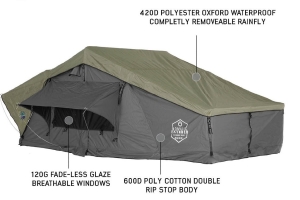 Overland Vehicle Systems Nomadic 3 Extended Roof Top Tent, Gray Body, Green Rainfly