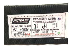 Factor 55 8ft x 3in Tree Saver Strap - 18,600lb Max Capacity