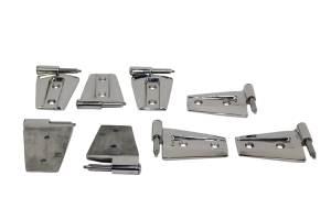 Kentrol 8-Pieces Door Hinge Set - Polished Silver  - JK 4Dr