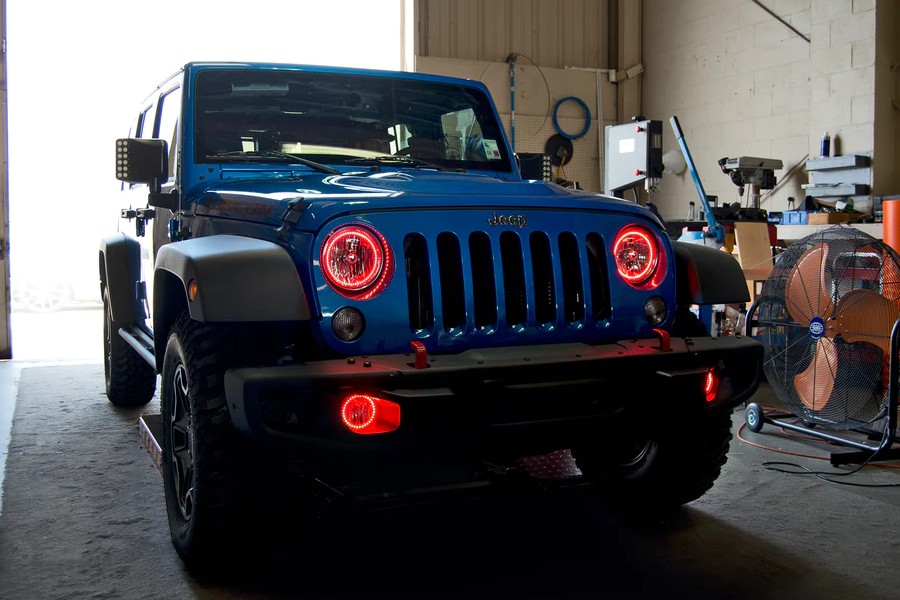 Oracle LED Surface Mount Headlight Halo Kit - Red - JK 2007-2017