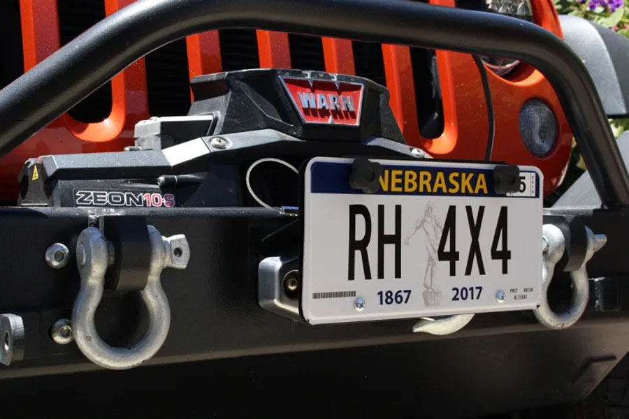 Rock Hard 4x4 Hawse Fairlead License Plate Mount w/ Cable Lanyard