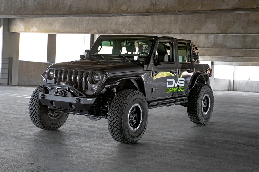DV8 Offroad FS-25 Stubby Front Bumper w/ Plated Bull Bar - JT/JL/JK