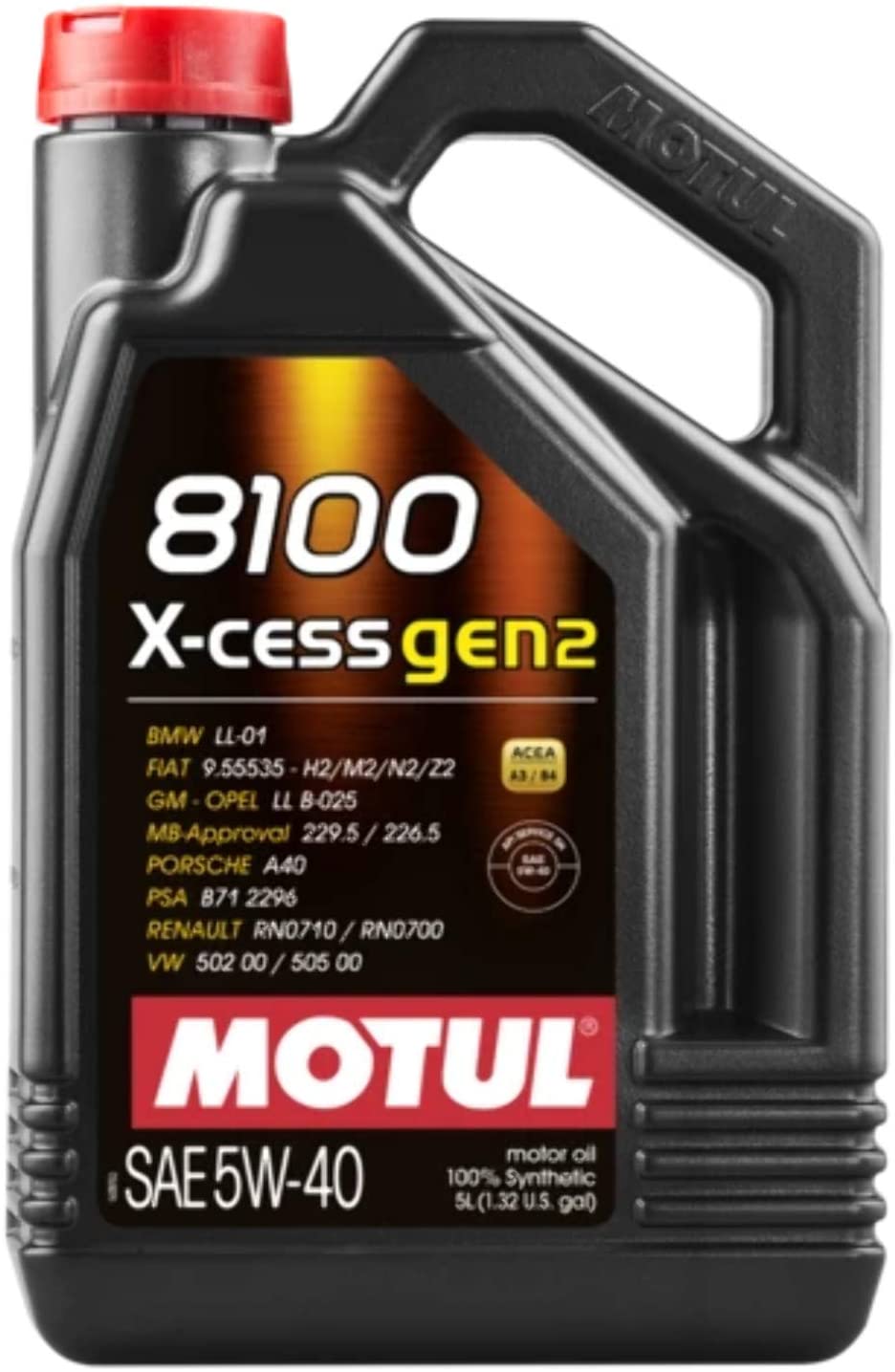 Motul 8100 X-Cess Gen2 5W-40 Motor Oil 5-Liter Bottle 