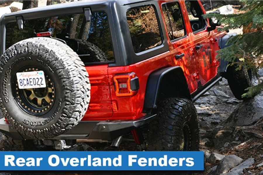 MetalCloak Overland Tube Fenders, Rear - Black  - JL