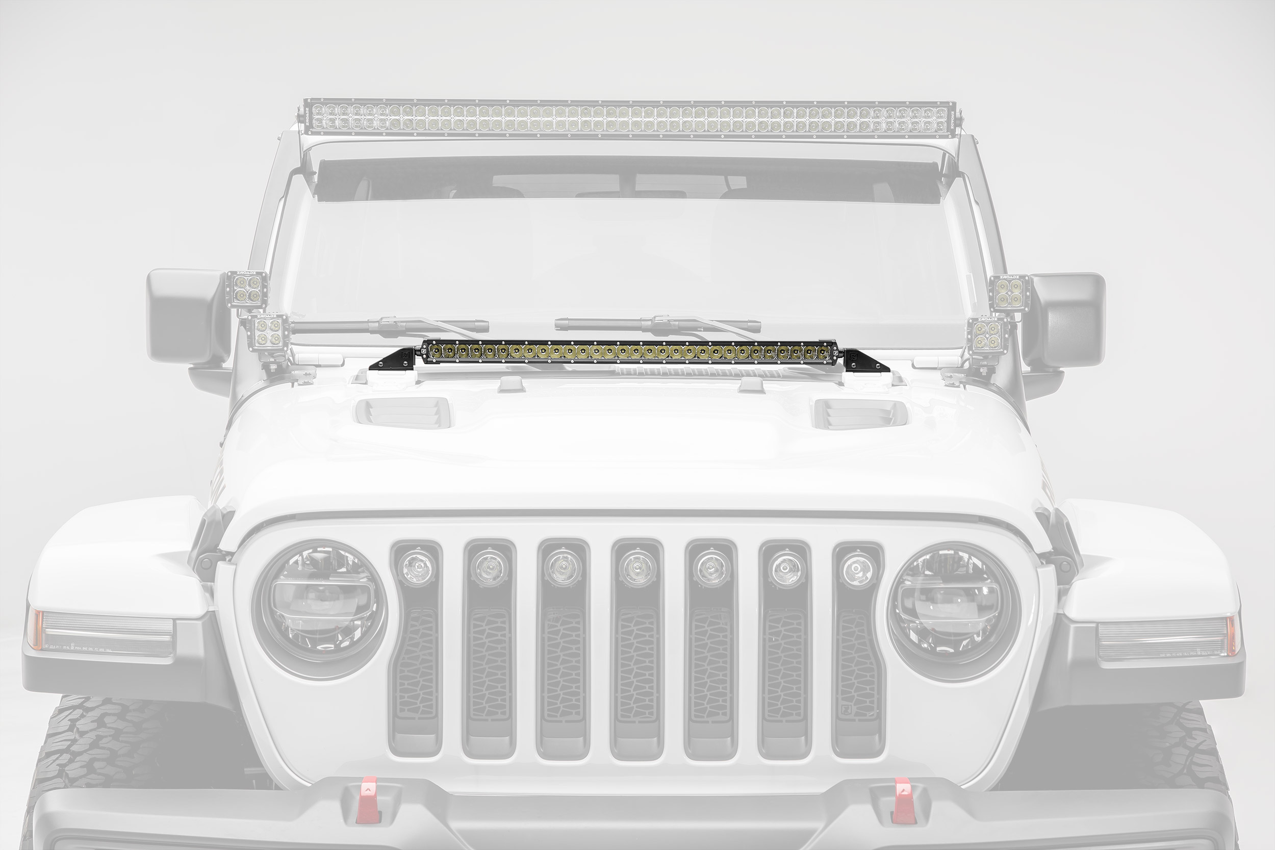 ZROADZ Hood Cowl Mount w/30in Slim LED Light Bar and Wiring Harness - JT/JL