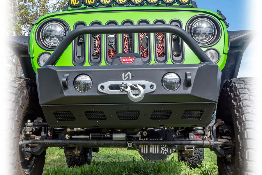 Turn Offroad Front Bumper w/ Skid Plate and Recessed Winch Mount - JK/JL/JT