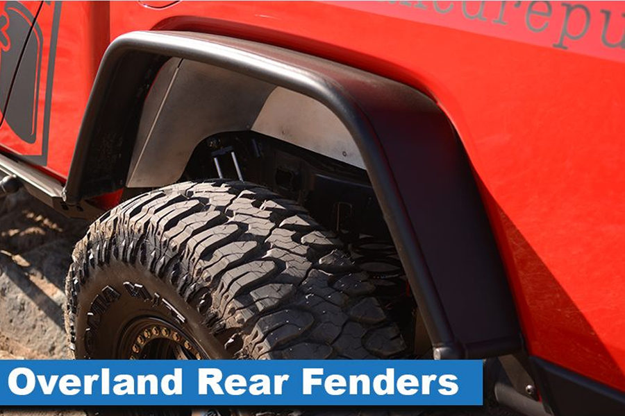 MetalCloak Overland Tube Fenders, Rear - Black Powder Coat - JT
