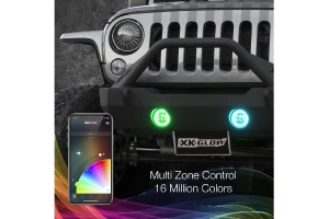 XK Glow 4in Black RGB LED Fog Light XKchrome Bluetooth App Controlled Kit - JK