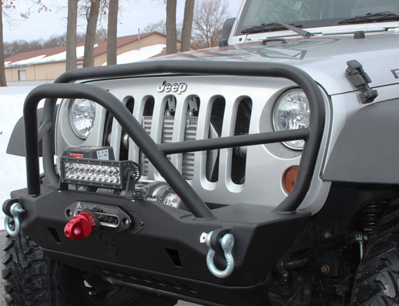 JCR Offroad Deluxe Mauler Stubby Front Winch Bumper Black