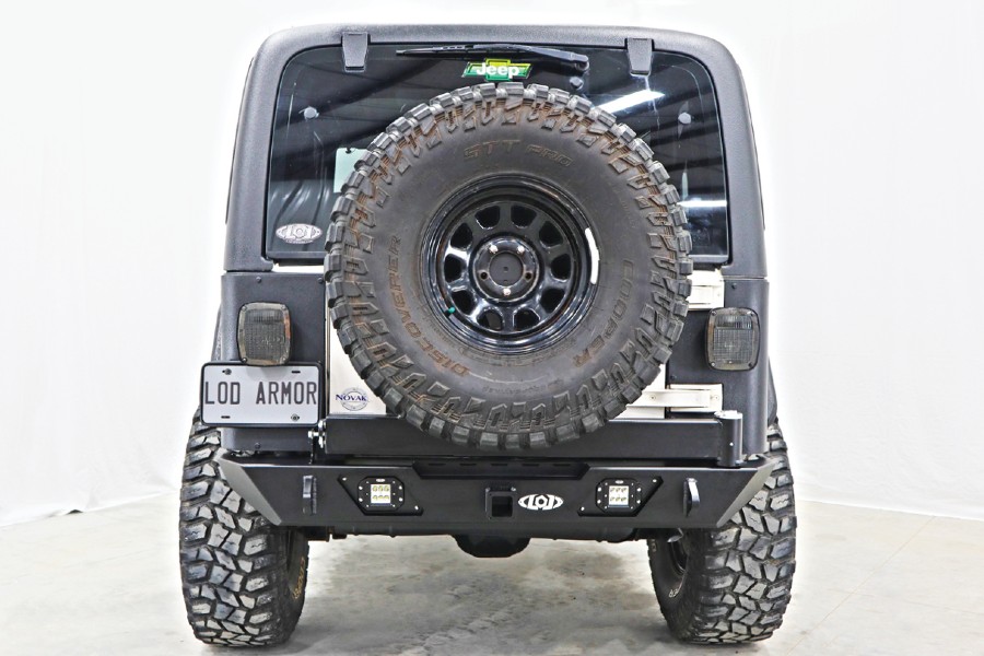 LOD Destroyer Rear Bumper with Tire Carrier, Black Texture - TJ/LJ/YJ