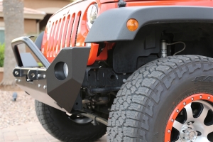 Rock Hard 4x4 Patriot Series Mid Width Front Bumper w Lowered Winch Plate Aluminum - JK