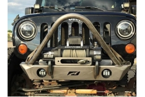 Motobilt Hatchet Series Front Bumper w/ Stinger and Fog Light Cutouts - Bare Steel  - JK 