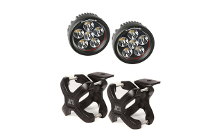 Rugged Ridge X-Clamp & Round LED Light Kit, Black, Small