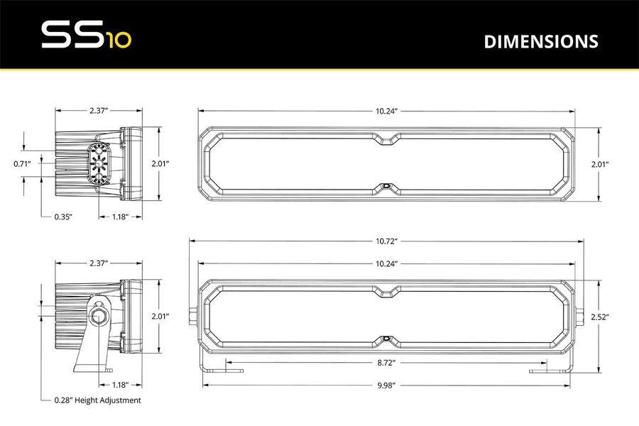Diode Dynamics SS10 Yellow Sport LED Light Bar - SAE Driving