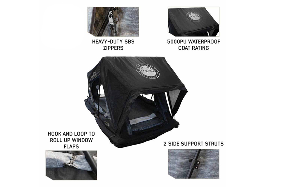 Overland Vehicle Systems XD Sherpa Soft Shell Roof Top Tent 2 Person - Grey Body/Black Rainfly