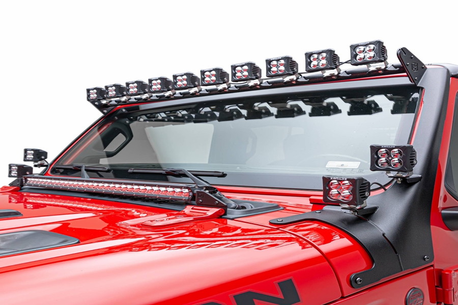 ZROADZ Multi-LED Roof Cross Bar and A-Pllar Kit w/ (10) 3in Light Pods - JT/JL