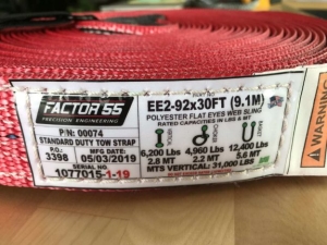 Factor 55 Standard Duty Tow Strap - 30ft x 2in
