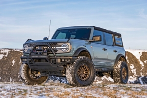 Rough Country High Winch Mount Black Series w/ White DRL - Bronco 2021+
